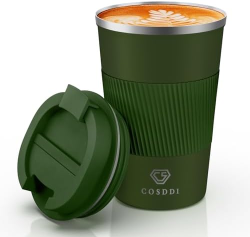CS COSDDI 12 oz Coffee mug - Stainless Steel Coffee Cup with Leakproof Lid