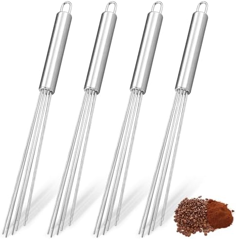 Baderke 4 Pcs Barista Whisk Tool 11.5 Inch Long Handle 10 Needles Stirrer