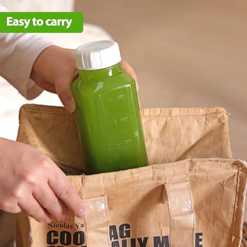 CUCUMI 6 Pack 16 Oz Glass Milk Bottles with Lids