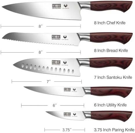 HOSHANHO 5PCS Japanese Kitchen Knife Set, Sharp Chef Knives & Wood Handle