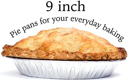 9" Aluminum Foil Pie Tins (25 Pack), Disposable Aluminum Pie Pans, Foil Pans for Baking, Cooking, Freezer Safe, Round Foil Pans, Foil Plates Perfect for Quiche, Tarts, Pies, & Takeout Spare Essentials