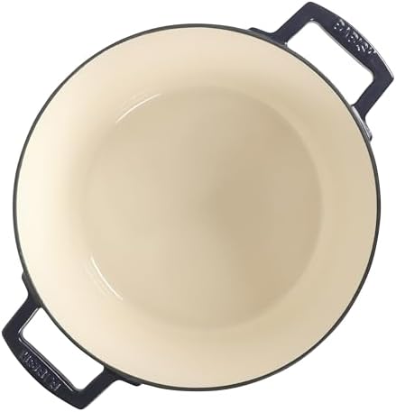 Babish 6-Quart Round Enameled Cast Iron Dutch Oven with Lid – Blue, Heavy-Duty Dutch Oven for Slow Cooking, Braising & Baking