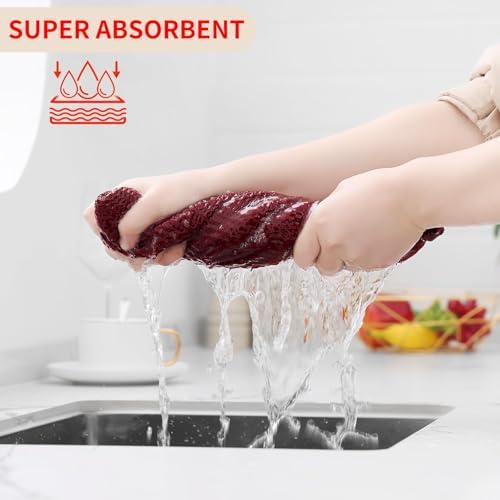Homaxy 100% Cotton Waffle Weave Kitchen Dish Cloths 24-Pack, Burgundy