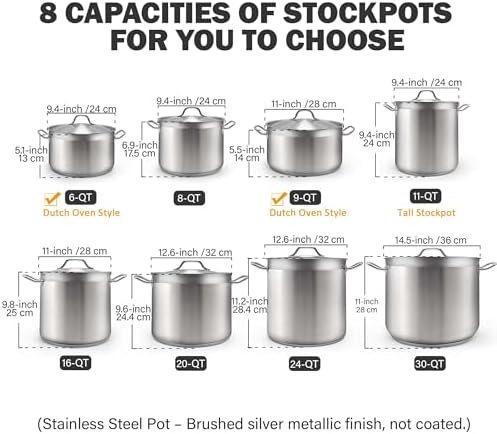 Cooks Standard Professional 9 Quart Stock Pot, Stainless Steel Dutch Oven
