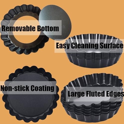 DATANYA Mini Tart Pans 4 Inch with Removable Bottom Quiche Pans 16PACKS