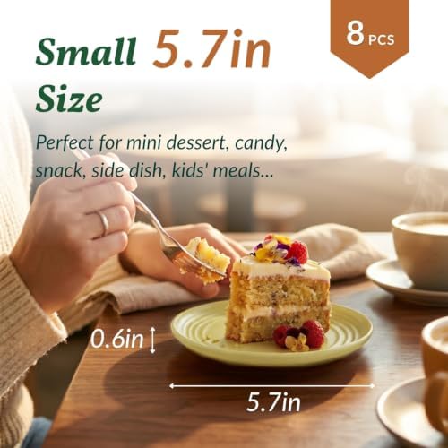 Homienly Mini Appetizer Plates 5.7-inch Wheat Straw Plates Set of 8 - Unbreakable Small Dessert, Snack, Salad Plates - Dishwasher Safe - Vibrant Memphis Colors