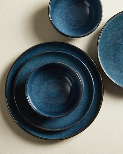 Pokini Stoneware Dinnerware Sets for 8, 32pcs Plates and Bowls Sets Dishes