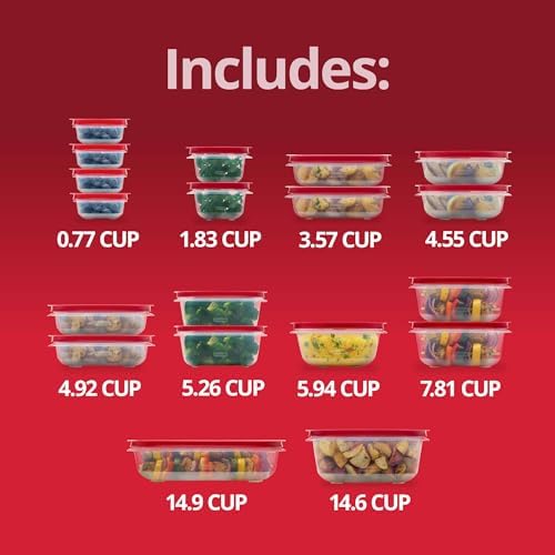 Rubbermaid EasyStore Containers, 38-Piece Set, Food Storage Containers, Food Storage Containers with Lids