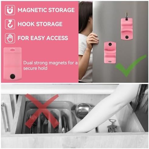 2 Pack Canning Jar Opener with Magnets, Mason Jar Opener For Canning Lids, Regular and Wide Mouth Lids, Powerful Magnet for Easy Refrigerator Storage, Releases Vacuum Seal– Patent Pending(Pink)
