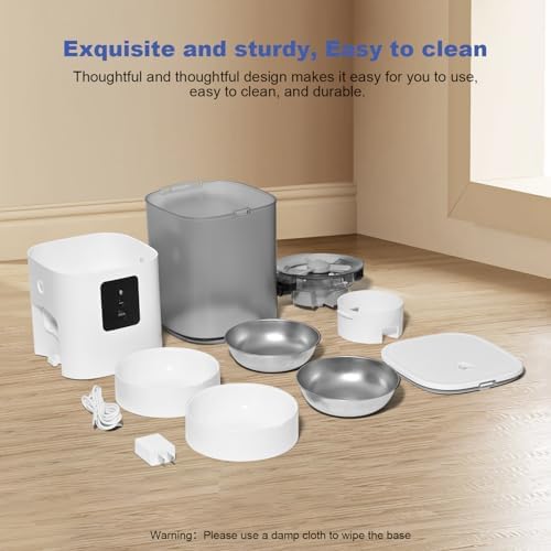 ANDOLL HOME Automatic Cat Feeder for 2 Cats, 2.4G/5G WiFi Cat Food Dispenser with 10s Voice Recorder, 6L Automatic Pet Feeder up to 10 Meals per Day, Timed Feeder with Dry Food Sealed Ring