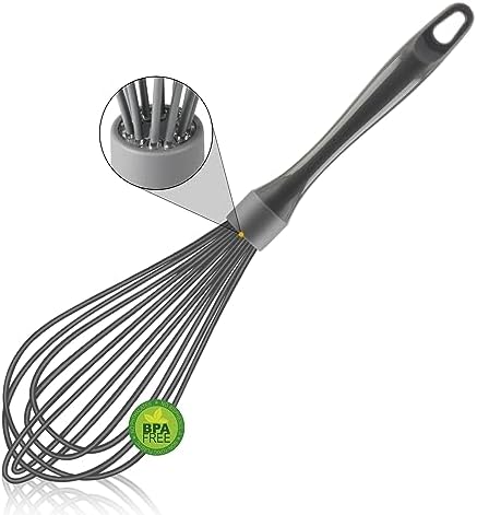 OYV Dishwasher Safe Silicone Whisk, 12-Inch, Grey
