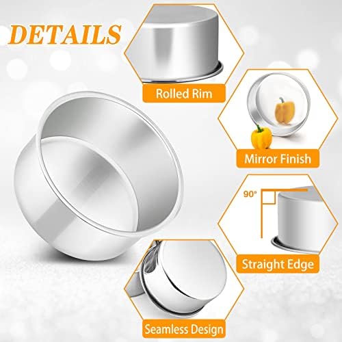 P&P CHEF 4 Inch Cake Pan Set of 4, Stainless Steel Round Cake Pans Tins