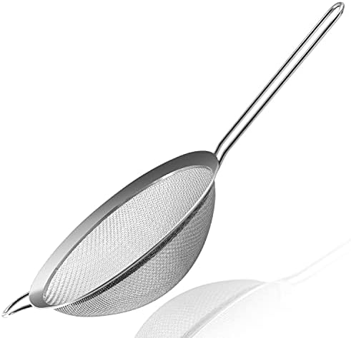 Anaeat Fine Mesh Strainers - Premium Stainless Steel Colander Sieve Sifters, with Durable Mesh and Sturdy Handle, Excellent for Sifting Dry ingredients, Flour, Pastas, Rice, Tea (8.67"）