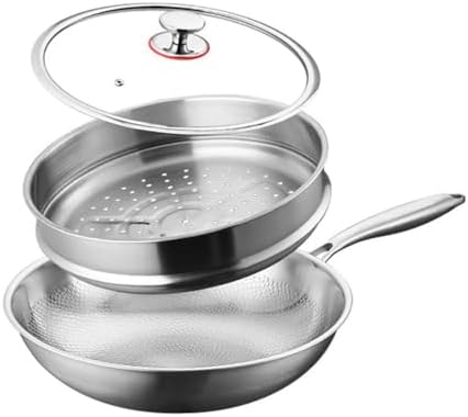 Toutrop Titanium Hammered Pan Pro with Lid, Durable Scratch-Resistant Titanium Frying Pans for Cooking Non Stick, Even Heating for Cooking, Nutritious Pan for Cooking