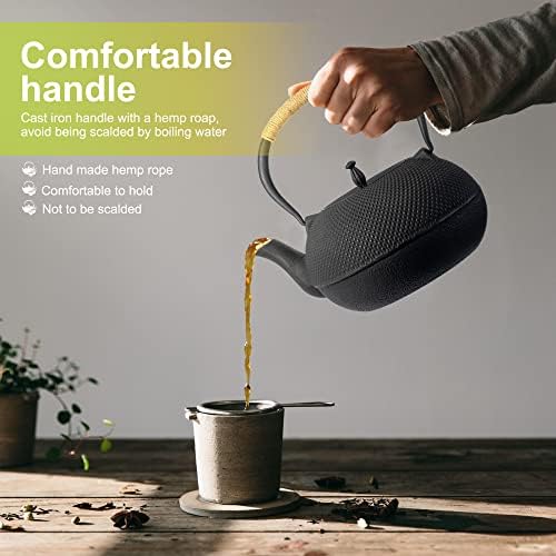 suyika Japanese Tetsubin Tea Kettle Cast Iron Teapot with Stainless Steel Infuser 60 oz/1800 ml