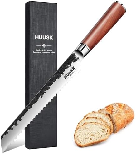 Huusk Serrated Bread Knife 8", Japanese Bread Knife for Homemade Sourdough