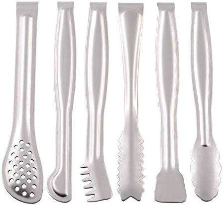 HINMAY Small Serving Tongs Set 6" Stainless Steel Mini Tongs, Set of 6