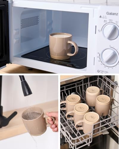 famiware Milkyway Coffee Mugs of 8, 13 oz Mug Set, Ceramic Cup with Handle