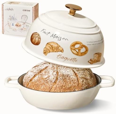 CAROTE Enameled Cast Iron Dutch Oven, 5QT Pot with Lid & Gift Box