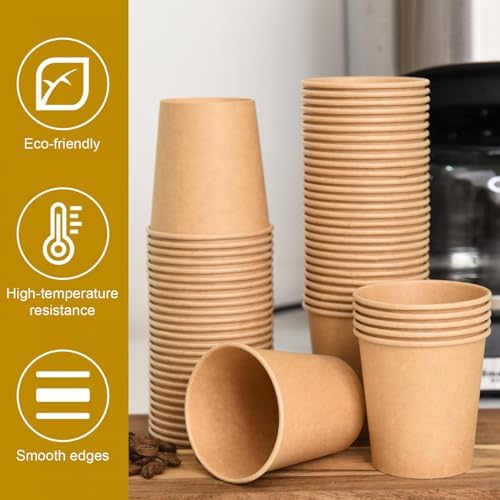 Vumdua 800 Pcs 6 oz Kraft Paper Cups - Disposable Paper Cups Hot Cold Beverage Drinking Cup for Coffee, Water, Tea, Juice, Espresso & Cortado