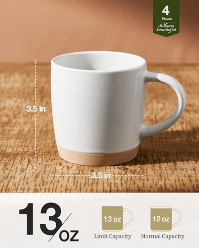 famiware Milkyway Coffee Mugs of 4, 13 oz Mug Set, Ceramic Cup with Handle