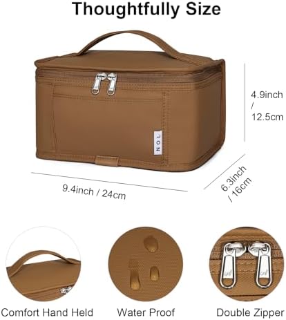 NOL Small Lunch Bag Mini Lunch Box Insulated Lunch Bag for Men/Women Leakproof Cooler Tote Bag Lightweight Nylon Waterproof Lunch Box For Work,Brown