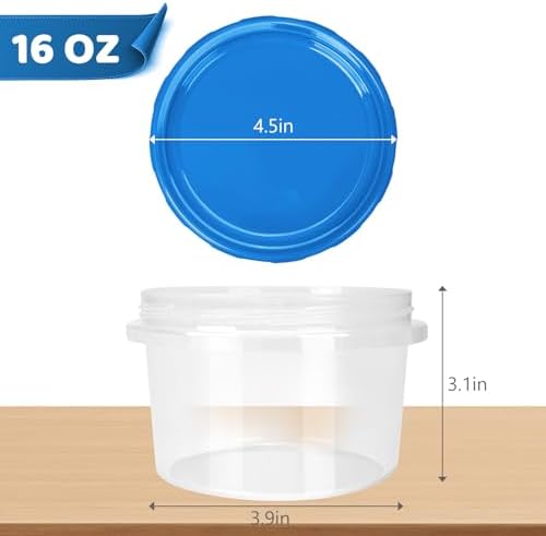 Freezer Containers with Twist Top Lids, Heavy Duty Round Airtight Food Storage Container for Fruit,Deli,Leftovers,Soup,Overnight Oats, BPA Free Stackable Freezer Storage Containers [16 Pack-16 oz]