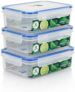 Tribello 50 oz Airtight Food Storage Containers with SnapTight Lids – Clear, Stackable, BPA-Free Meal Prep Containers for Kitchen, Freezer & Pantry Storage – 3-Pack