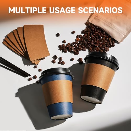METAPRINT 100 Pack 12 oz Disposable Coffee Cups with Lids and Sleeves