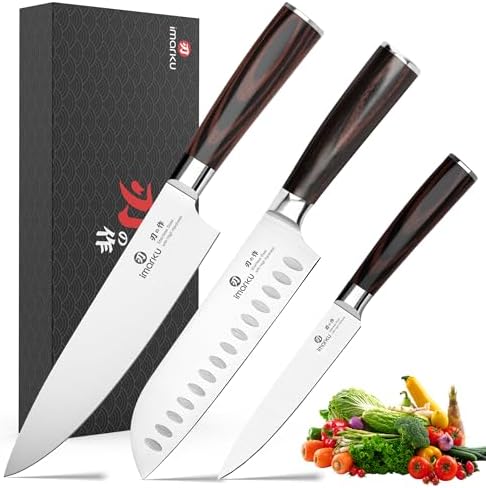 imarku 3 Pieces Knife Set, Japanese High Carbon Stainless Steel Chef Knives