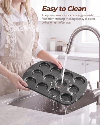 Bake Choice Muffin Top Pan, 12 Cavity Baking Pan for Muffin Tops, Non-Stick