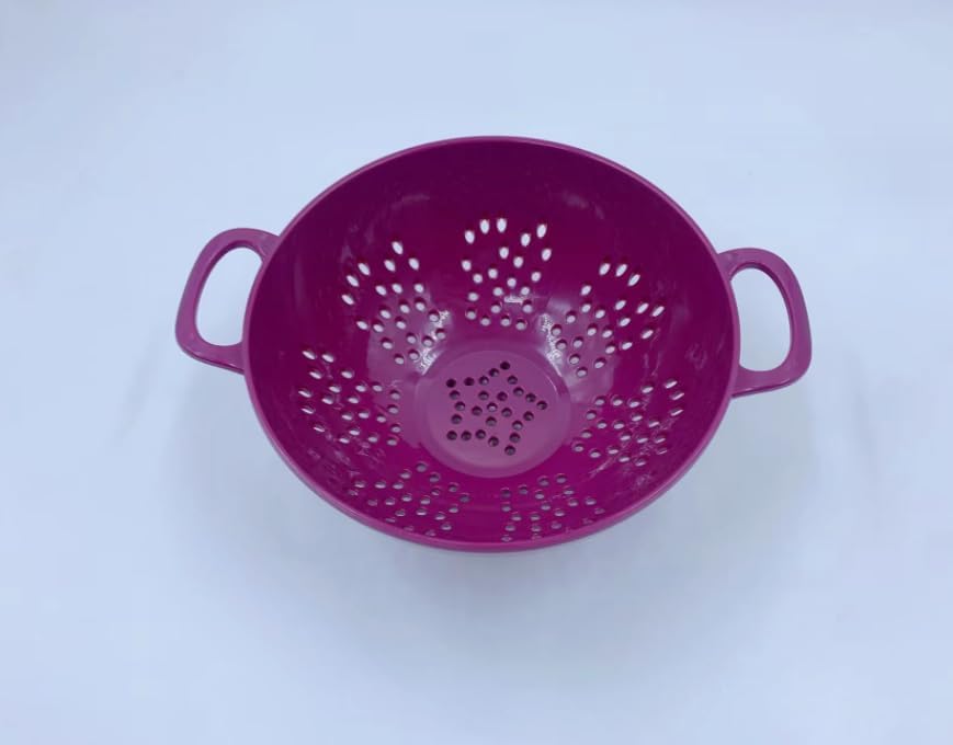 Heavy Duty 6 Inch Mini Food Colander, Dishwasher Safe with Double Handles for Fruit Vegetable BPA Free (Burgundy)