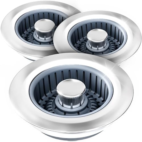 zaa 3 in 1 Kitchen Sink Drain Strainer Stopper Removable Basket Pop-Up
