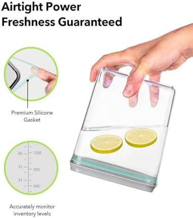 Airtight Food Storage Containers Set with One-Touch Lid, 6-Piece Multi-Size Set (0.6, 1.3, 1.9Qt)*2 Stackable Durable PET for Flour, Cereal, Snacks & Complete Pantry Organization