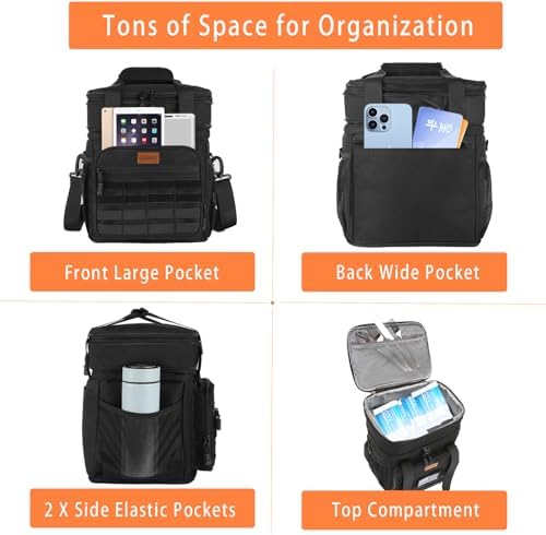 GLENKEY Expandable Lunch Box Insulated Tactical Cooler Bag Work Outdoor