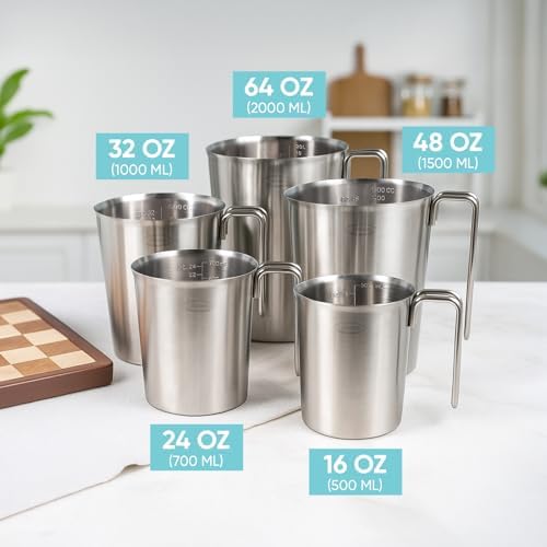 Newness 2-Pack Stainless Steel Measuring Cups Set, Metal Measuring Cup