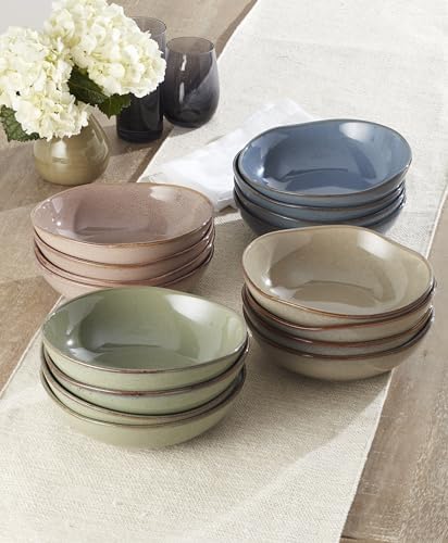 Oneida Organic Shades Sage Green Stoneware Pasta Bowl Set for 4, 34.5oz