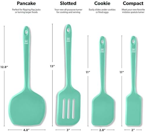 DI ORO Silicone Turner Spatula Set - 600F Heat Resistant, 4-Pc Mint