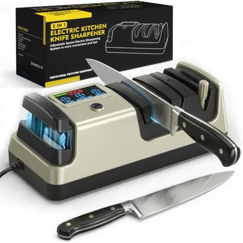 Newise Electric Knife Sharpener for Kitchen Knives, 3-Stage, Light Gold