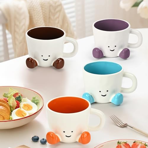 Coffee Mugs,Cute funny Mug For Women, 380ml Unique Ceramic Coffee Tea Cups, Office Mug Gift (violet)