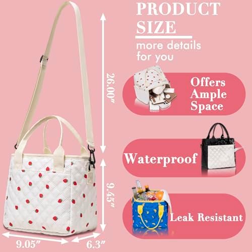 TuErCao Cute Banana Lunch Box for Women Lunch Bags for Work Small Insulated LunchBag for Picnic Travel Shopping, Portable Lightweight Ultrasonic Soft Touch LunchTote for Young Ladies
