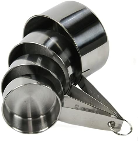 Chef Craft Select 4 Piece Measuring Cup Set, 1/4, 1/3, 1/2 and 1 cup, Stainless Steel