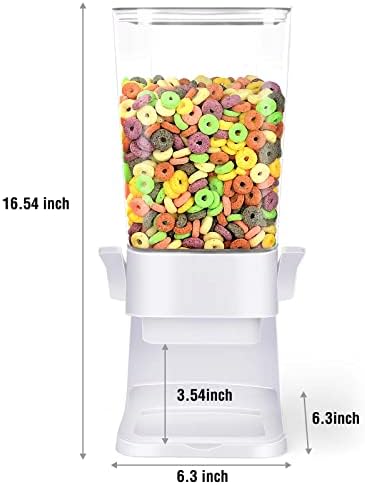 Cereal Dispenser Countertop Large Cereal Containers Storage Dispenser For Pantry Dry Food Dispenser Countertop Candy Dispenser Machine Rice Dispenser For Snack,Nuts, Granola(White,1PC)