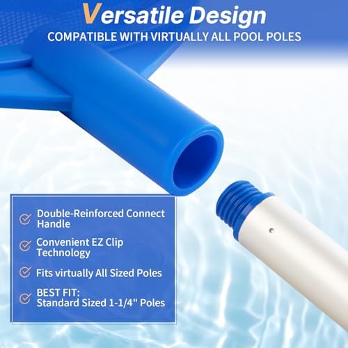 Pool Skimmer Net, 26" Aluminum Pole, Ultra Fine Mesh for Leaves & Debris