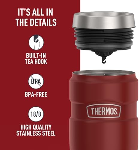 THERMOS Stainless King Stainless Steel Tumbler, 16oz, Rustic Red
