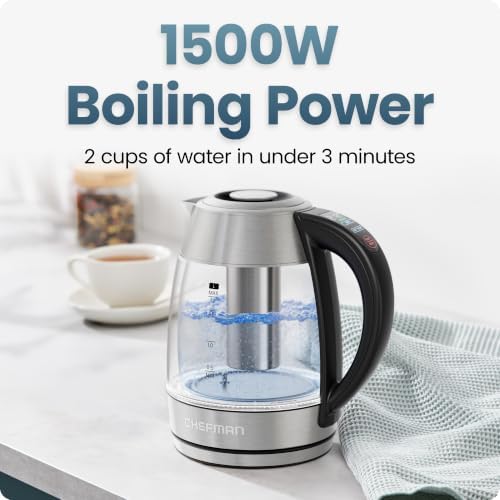 Chefman Cool Touch 1.7 L Double-Wall Electric Kettle with Tea Infuser