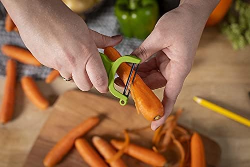 Kuhn Rikon Potato Peelers (Set of 2) with Carbon Steel Blade. Vegetable Peeler. Light Speed Peeler. Ideal for Left or Right-Handed Cooks. Red and Green