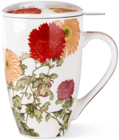 AmorArc Tea Cup With Infuser and Lid, 18oz Loose Leaf Tea Mug With Steeper