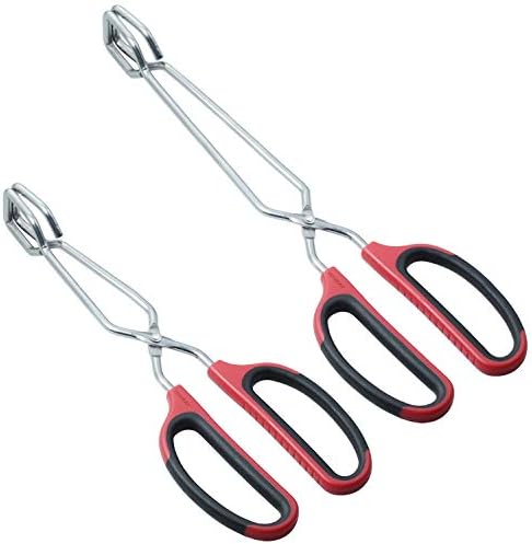 HINMAY Stainless Steel Scissor Tongs 10-Inch and 12-Inch Set, Set of 2