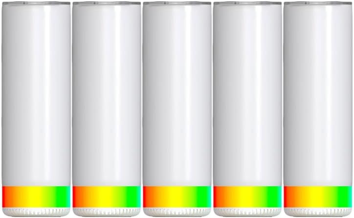 5Pack 20 oz Buletooth Sublimation Printed Speaker Tumbler Straight Skinny Double Wall With Lid (White 5pcs)